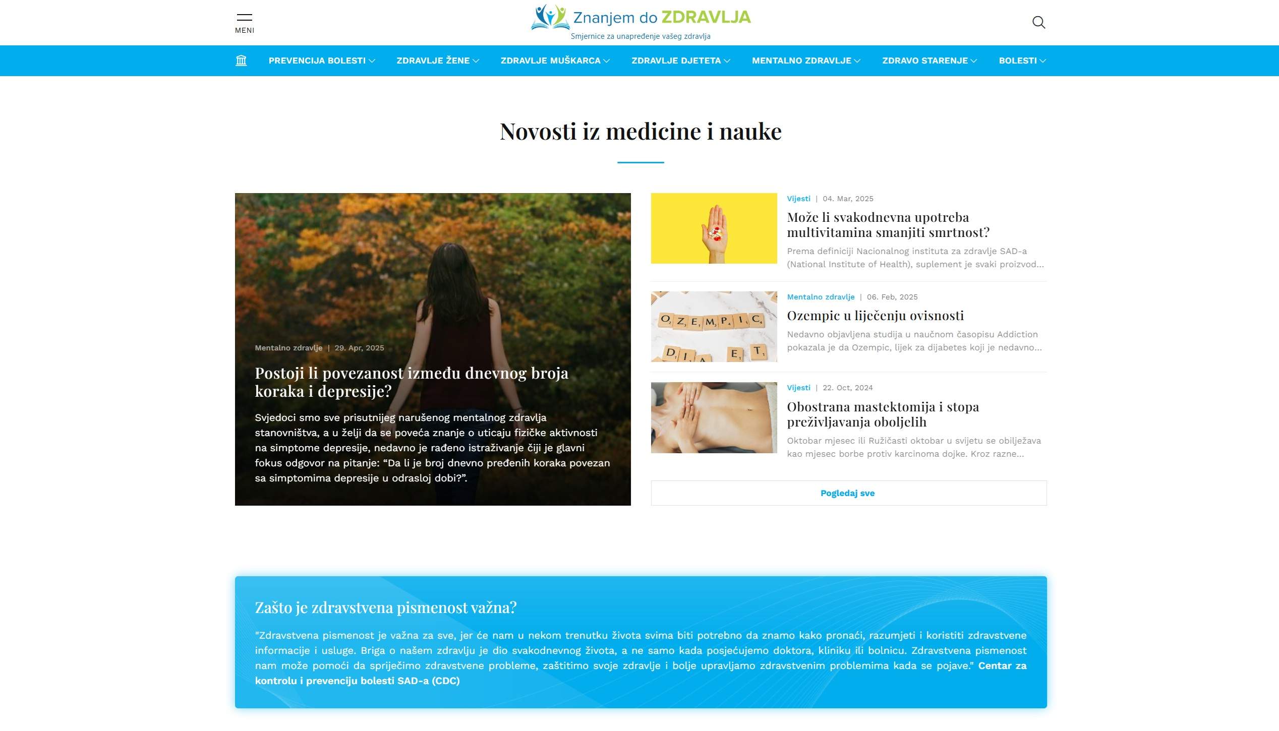 New Website for the Educational Health Portal "Znanjem do zdravlja"